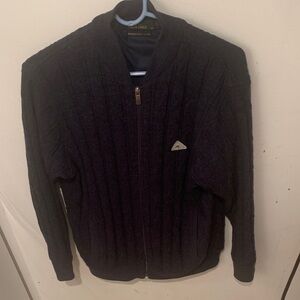 Charcoal Grey Monte Carlo Merino Wool Jacket W/ Dark Blue inner Lining SZ 40/M-L